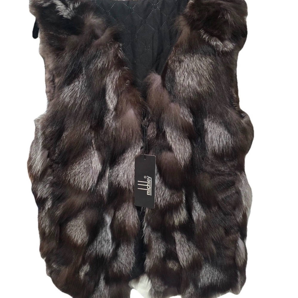 Michley genuine silver fox fur vest